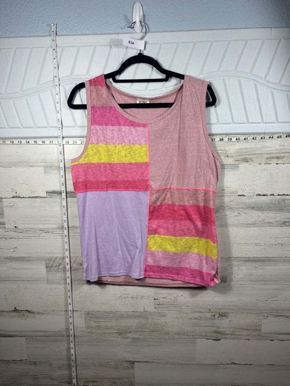 Bibi Color Block and Stripe Tank Top Pink Lavender Lime
